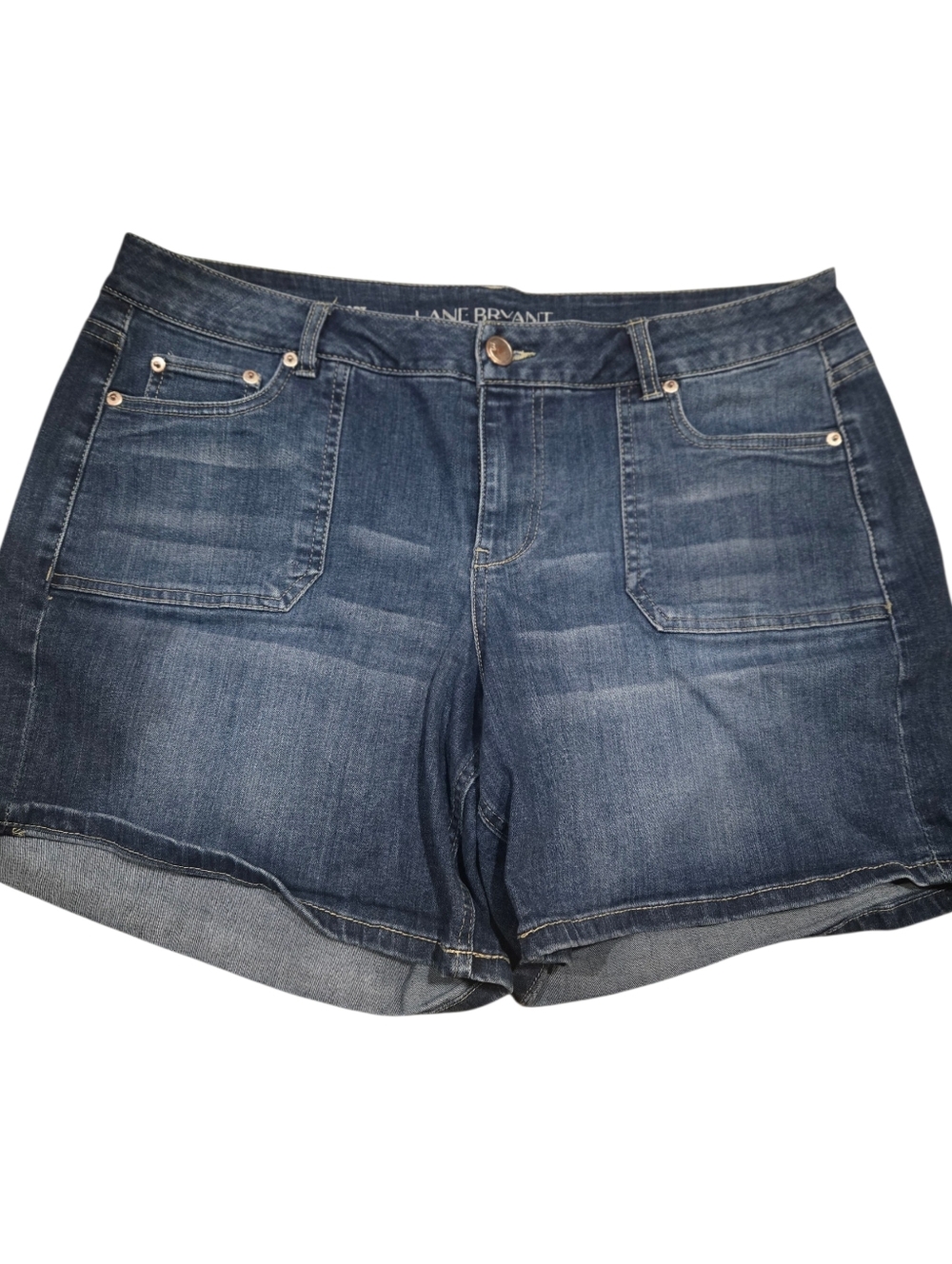 Lane Bryant Dark Wash Denim Shorts - Blue